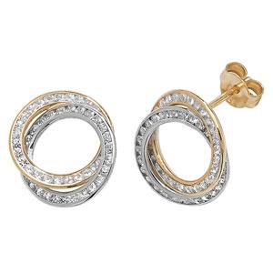 9CT Gold Two Tone Interlocking Circles Stud Earrings - NiaYou Jewellery