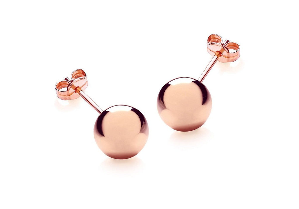 9ct Rose Gold 8mm Ball Stud Earrings - NiaYou Jewellery
