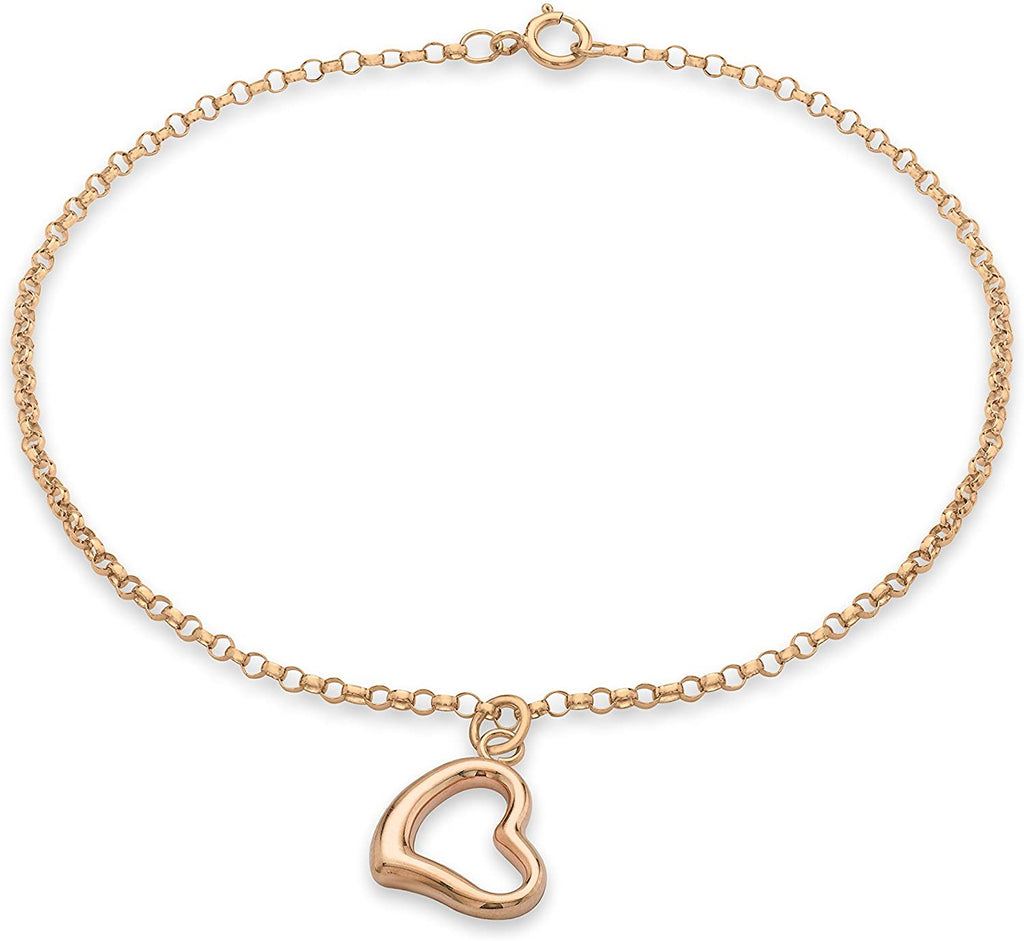 9ct Rose Gold Bracelet with Open Heart Charm - NiaYou Jewellery
