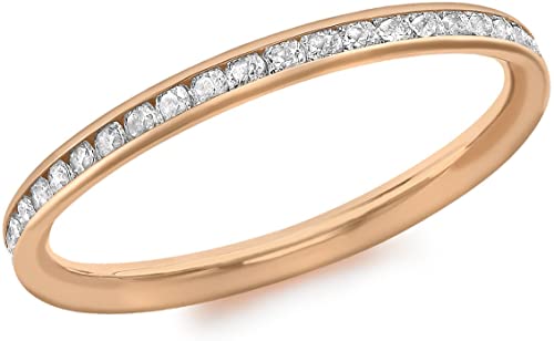 9ct Rose Gold Cubic Zirconia Eternity Band Ring - NiaYou Jewellery