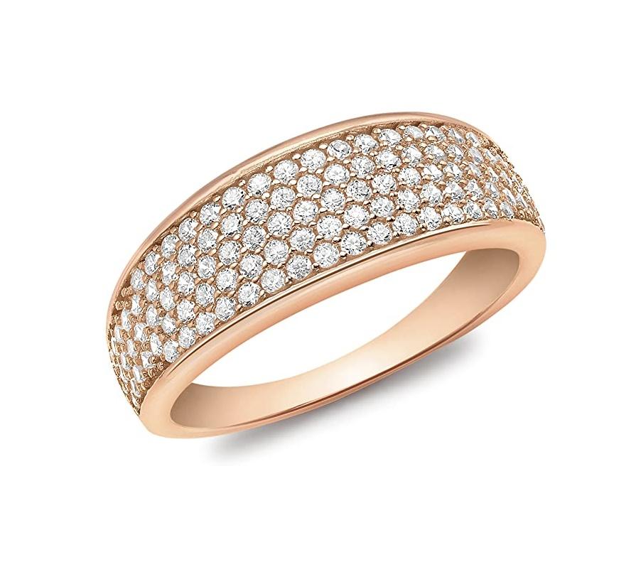 9ct Rose Gold Cubic Zirconia Pave Set Tapered Ring - NiaYou Jewellery