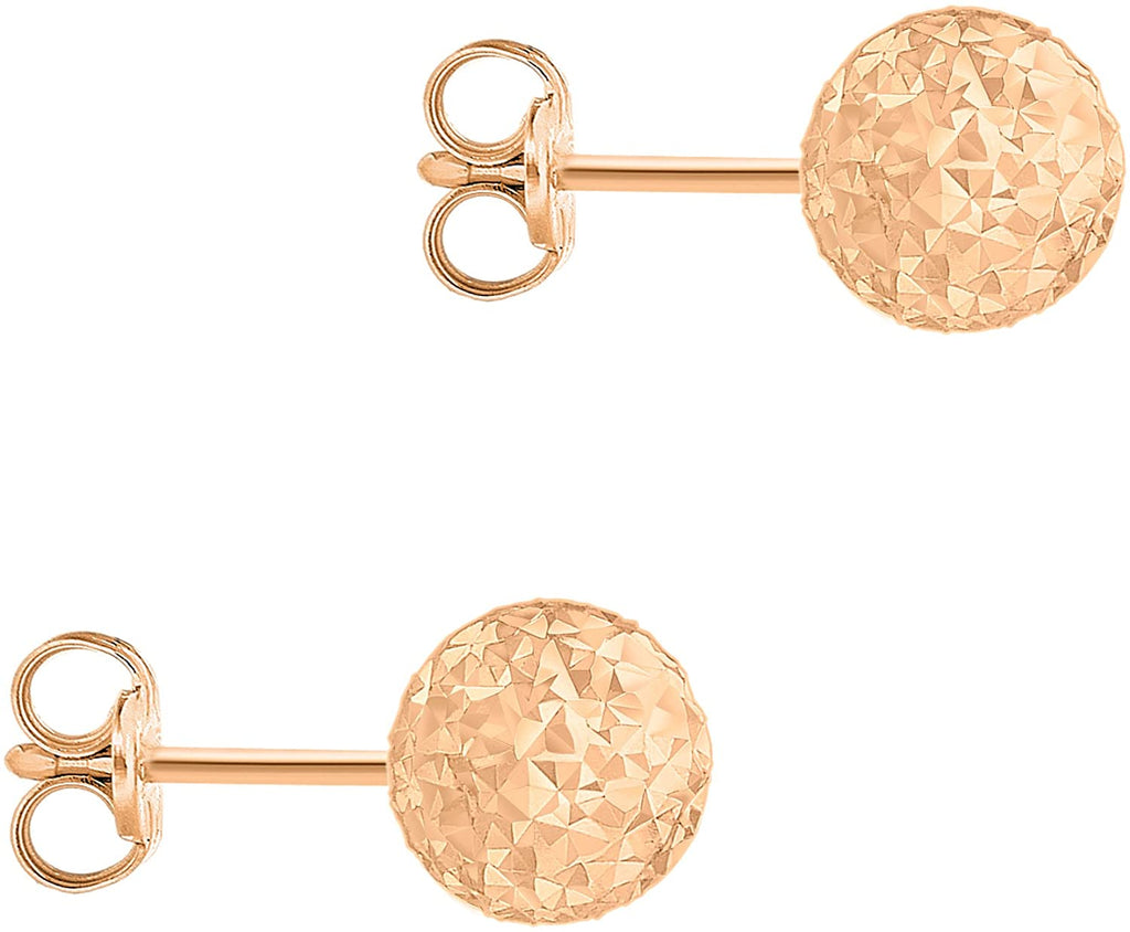 9ct Rose Gold Diamond Cut Ball Stud Earrings - NiaYou Jewellery