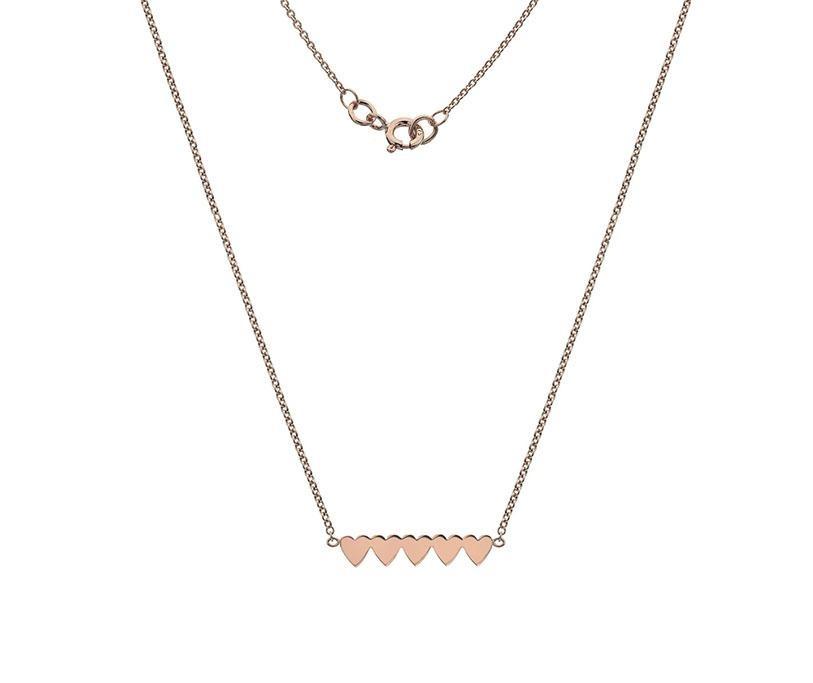 9ct Rose Gold Five Hearts Bar Necklace - NiaYou Jewellery