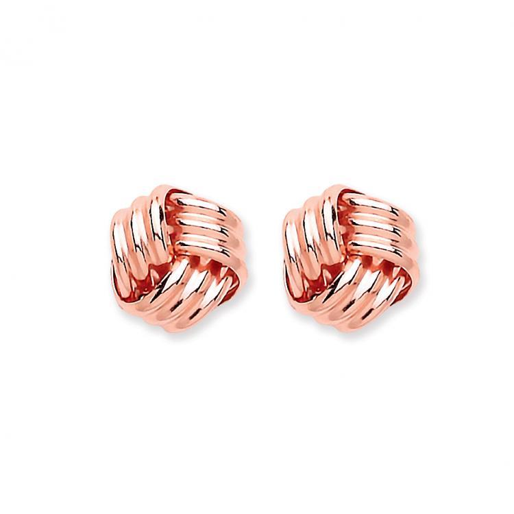 9ct Rose Gold Knot Stud Earrings 6MM - NiaYou Jewellery