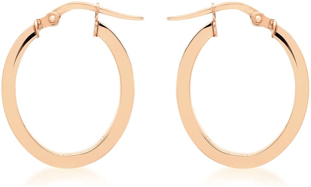 9ct Rose Gold Oval Hoop Earrings 22 MM - NiaYou Jewellery