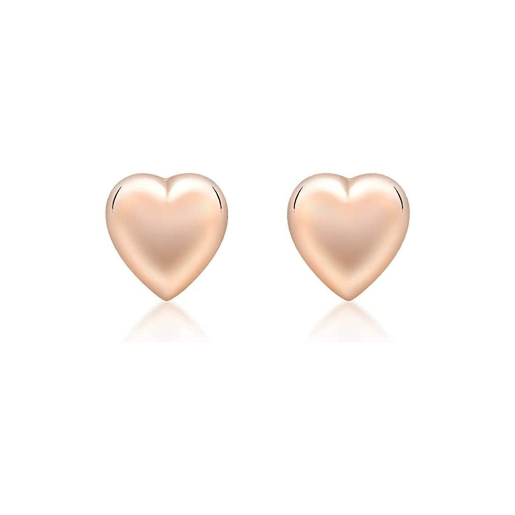 9ct Rose Gold Puff Heart Ladies Stud Earrings - NiaYou Jewellery