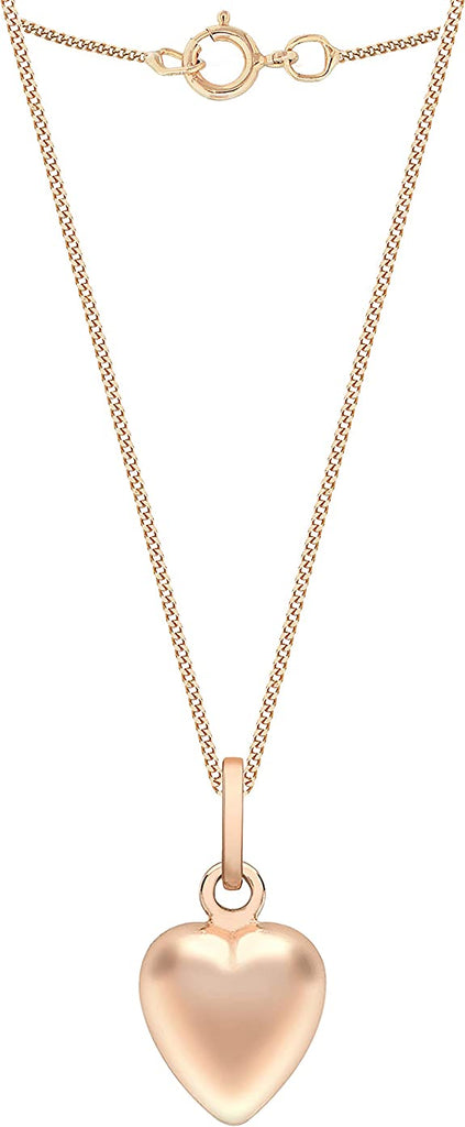 9ct Rose Gold Puffed Heart Pendant with Chain - NiaYou Jewellery