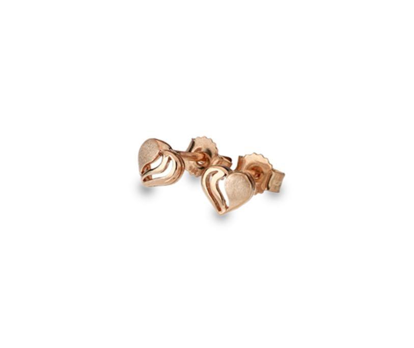9ct Rose Gold Textured Heart Stud Earrings - NiaYou Jewellery