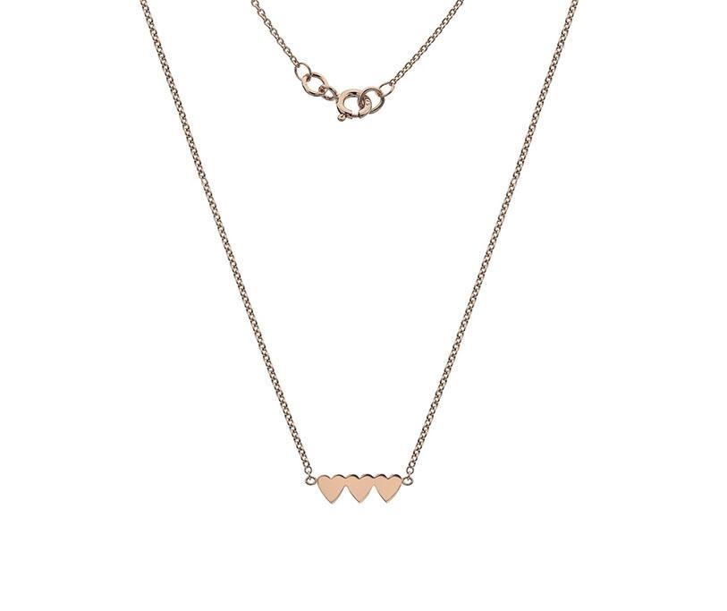 9ct Rose Gold Three Heart Bar Necklace - NiaYou Jewellery