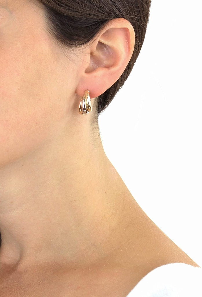 9ct Three Colour Gold Interlocking Circles Stud Earrings - NiaYou Jewellery
