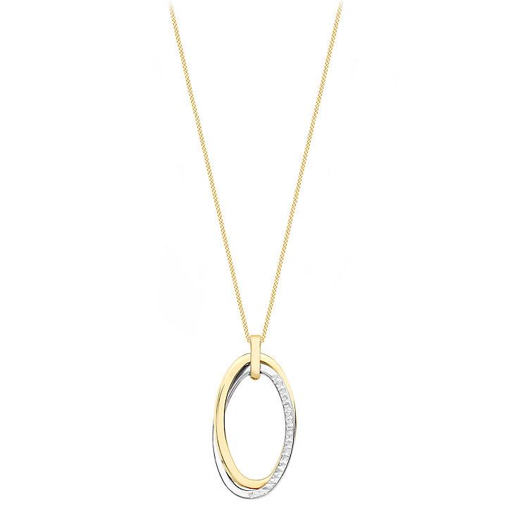 9ct Two Colour Gold Diamond Cut Double Oval Crossover Pendant - NiaYou Jewellery