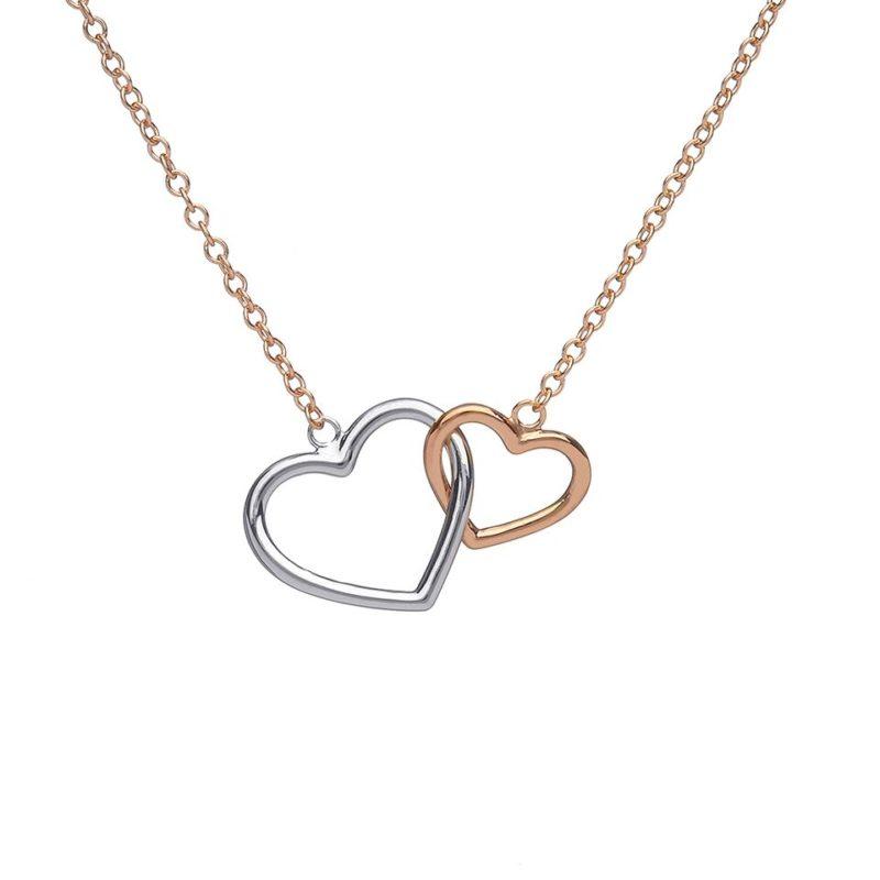 9ct Two Colour Gold Interlocking Hearts Necklace - NiaYou Jewellery