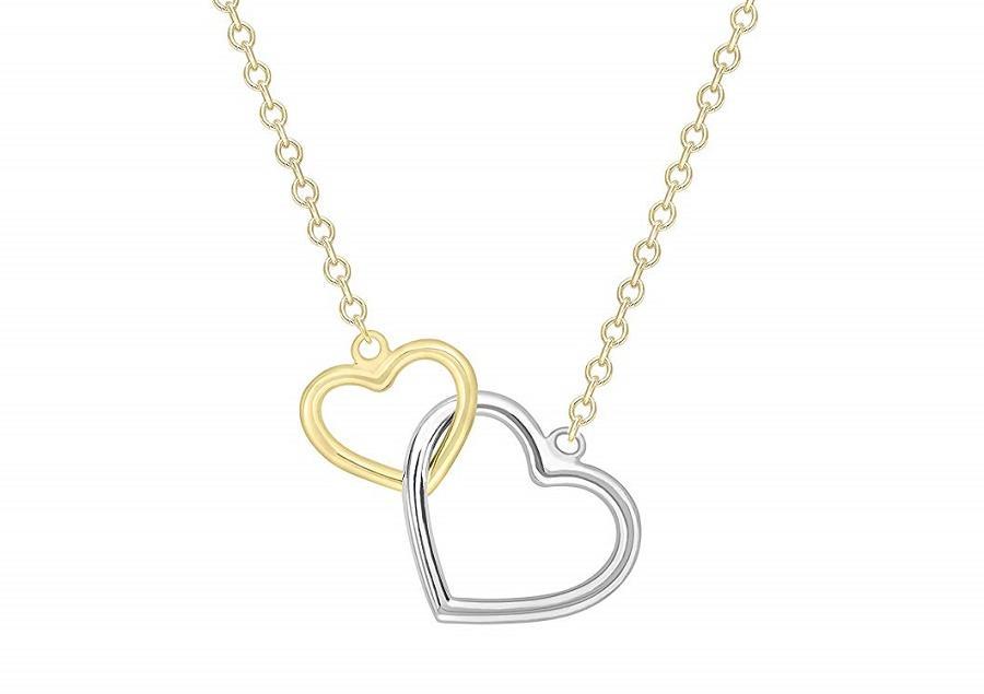 9ct Two Colour Gold Interlocking Hearts Necklace - NiaYou Jewellery