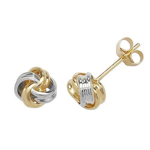 9CT Two Colour Gold Knot Stud Earrings 8 MM - NiaYou Jewellery