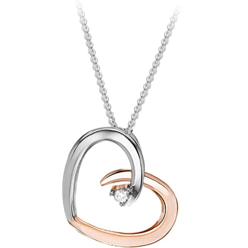 9ct White and Rose Gold Diamond Heart Slider Necklace - NiaYou Jewellery