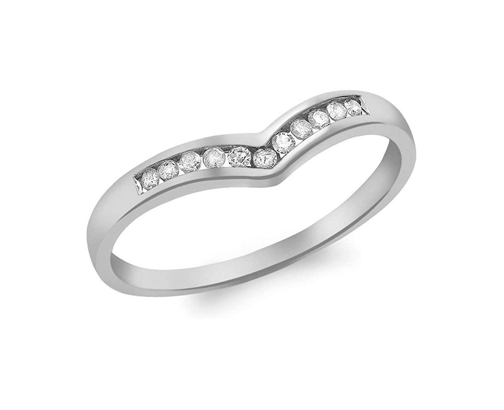 9ct White Gold 0.10ct Diamond Wishbone Ring - NiaYou Jewellery