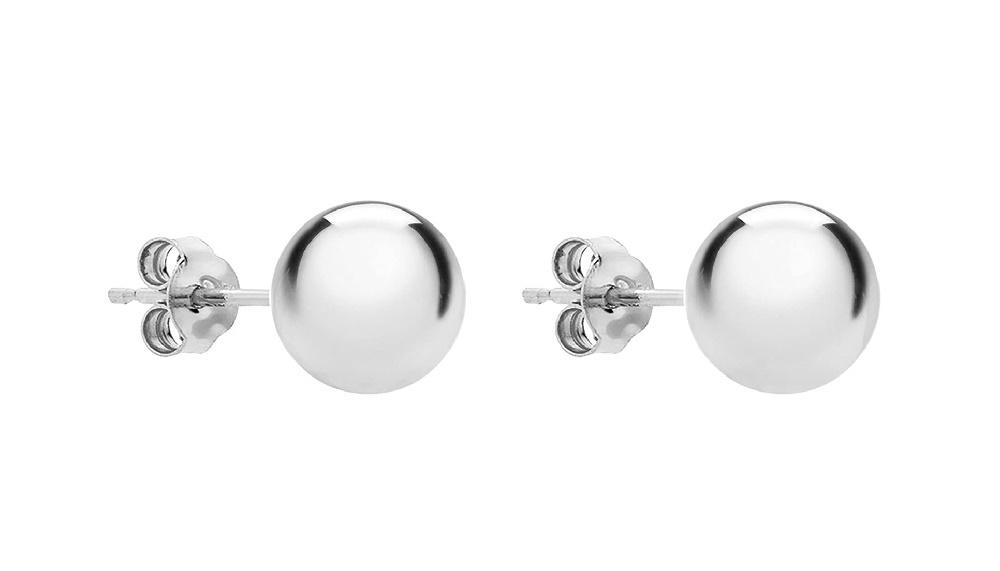 9ct White Gold Ball Stud Earrings 8mm - NiaYou Jewellery