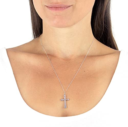 9ct White Gold Cross Pendant on Curb Chain - NiaYou Jewellery