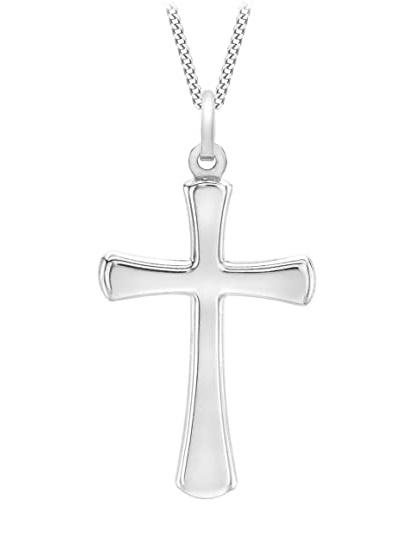 9ct White Gold Cross Pendant on Curb Chain - NiaYou Jewellery
