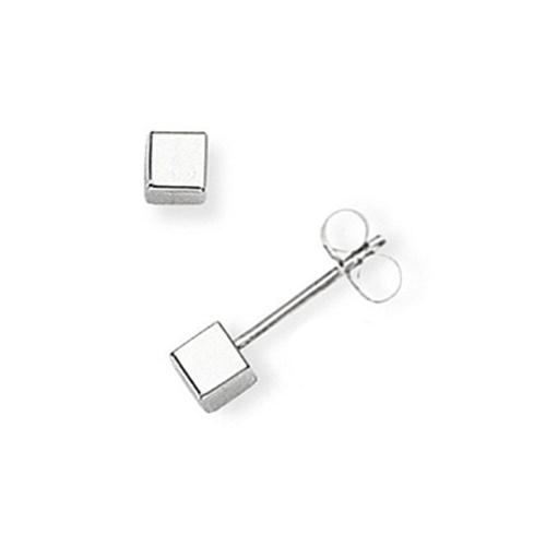 9ct White Gold Cube Stud Earrings - NiaYou Jewellery