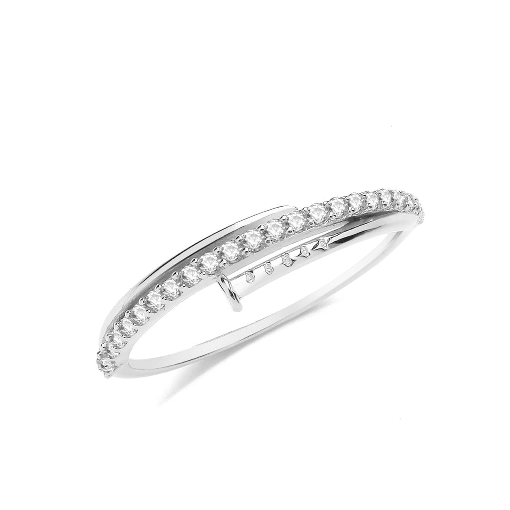 9ct White Gold Cubic Zirconia Nail Ring - NiaYou Jewellery