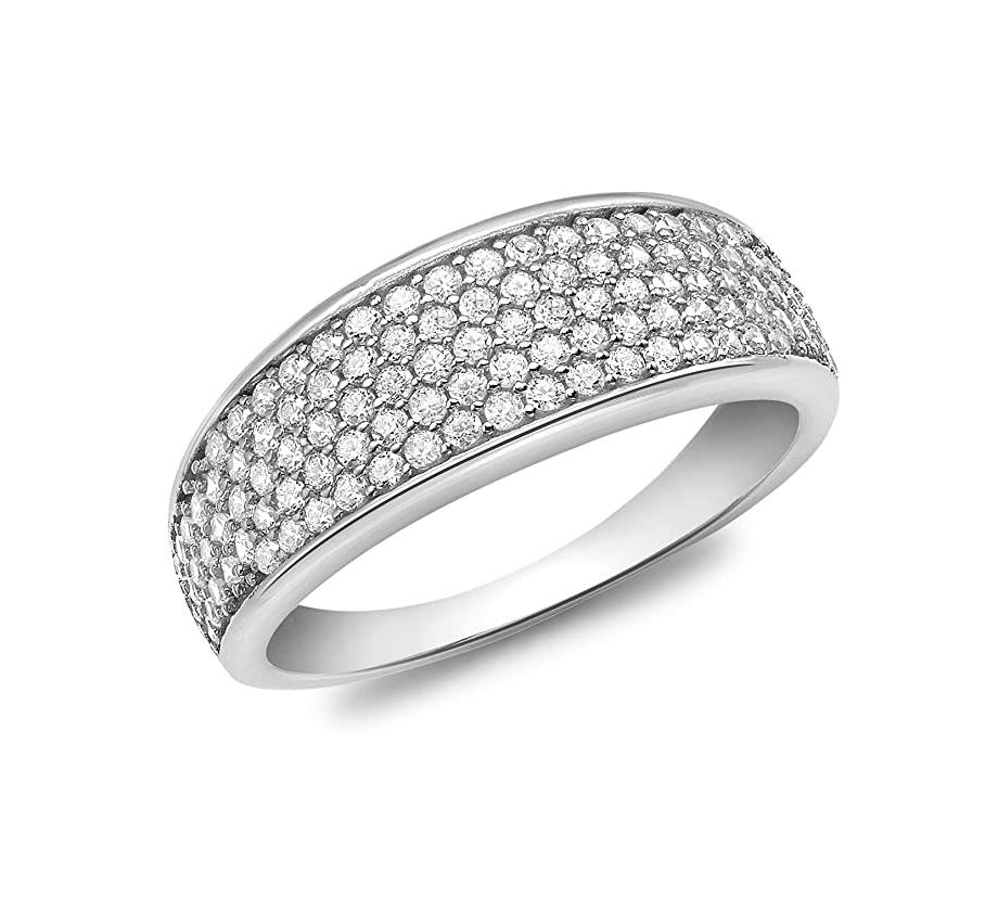 9ct White Gold Cubic Zirconia Pave Set Tapered Ring - NiaYou Jewellery