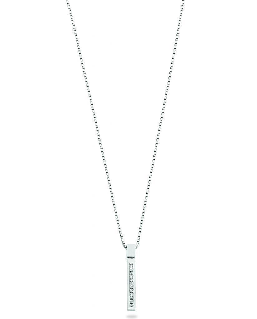 9ct White Gold Diamond Bar Drop Necklace - NiaYou Jewellery