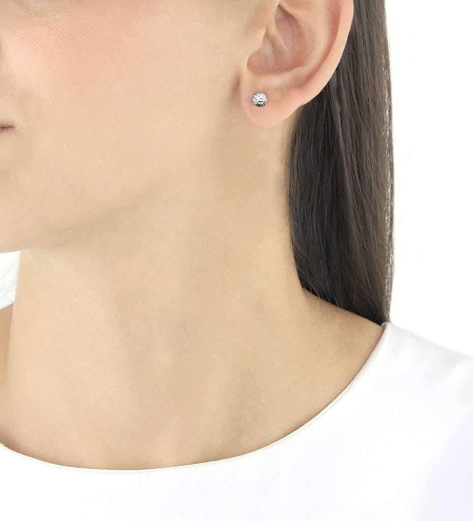 9ct White Gold Diamond Cut Ball Stud Earrings - NiaYou Jewellery