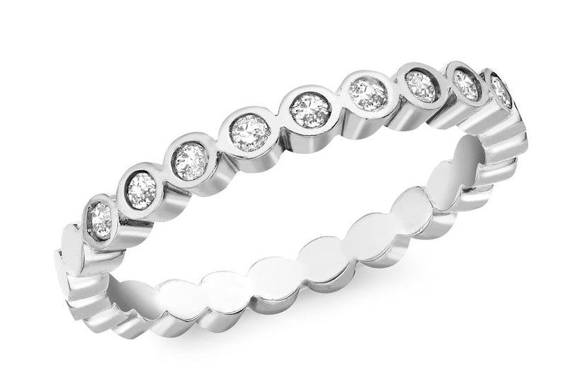 9ct White Gold Diamond Half Eternity Band Ring - NiaYou Jewellery