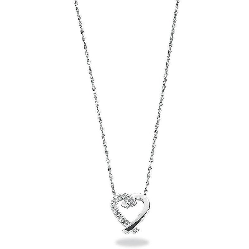 9ct White Gold Diamond Heart Pendant Necklace - NiaYou Jewellery