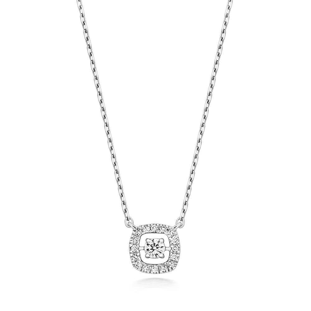 9ct White Gold Diamond Square Pendant Necklace - NiaYou Jewellery