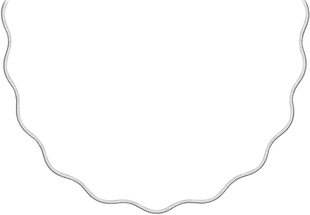 9ct White Gold Flat Wave Omega Chain Necklace - NiaYou Jewellery