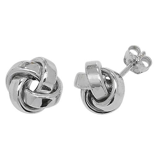 9ct White Gold Interlocking Circle Knot Stud Earrings - NiaYou Jewellery
