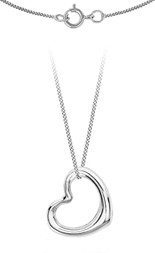 9ct White Gold Open Heart Sliding Pendant Necklace - NiaYou Jewellery