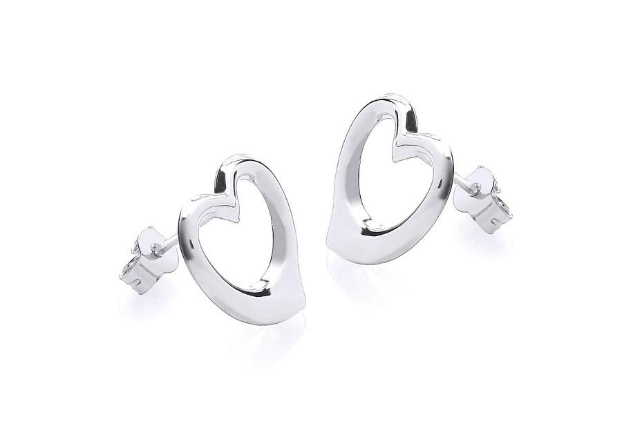 9ct White Gold Open Heart Stud Earrings - NiaYou Jewellery