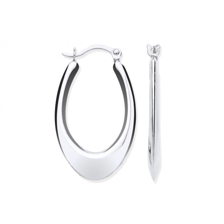 9Ct White Gold Oval Creole Hoops Earrings - NiaYou Jewellery