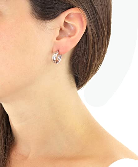 9ct White Gold Polished Wide Creole Hoop Earrings - NiaYou Jewellery