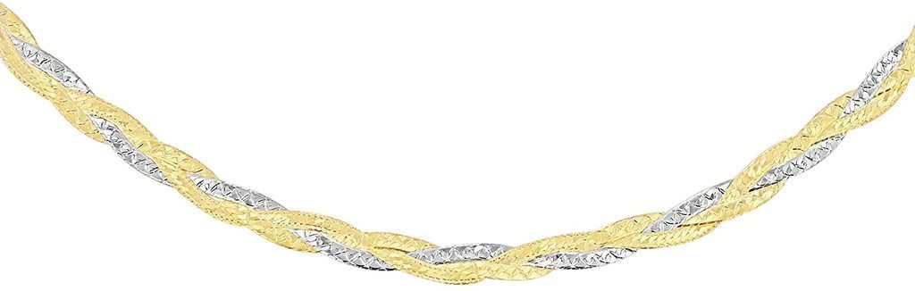 9ct Yellow and White Gold 3 Plait Herringbone Necklace - NiaYou Jewellery
