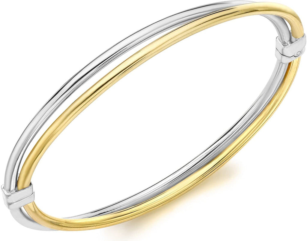 9ct Yellow and White Gold Double Bangle - NiaYou Jewellery