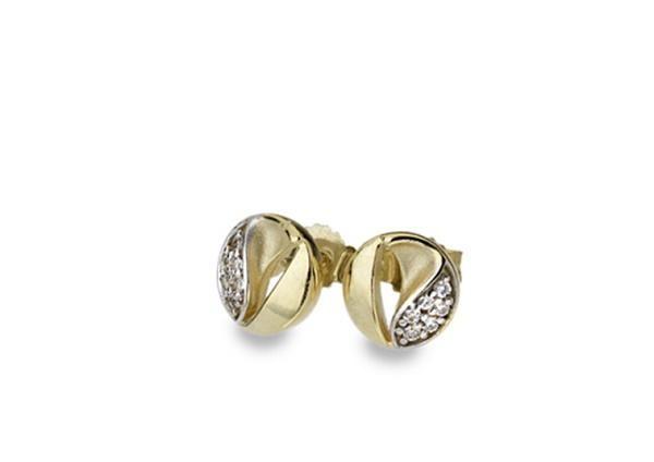 9ct Yellow and White Teardrop Round Stud Earrings with Cubic Zirconia - NiaYou Jewellery