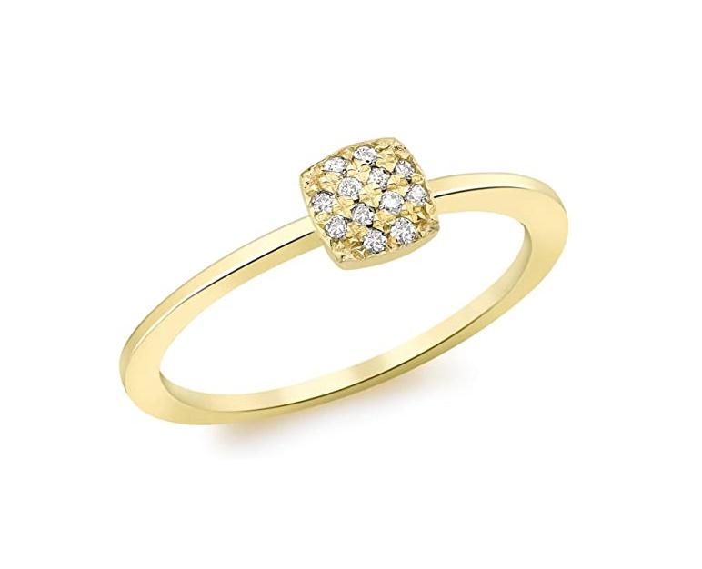 9ct Yellow Gold 0.05 ct Pave' Set Diamond Cushion Ring - NiaYou Jewellery