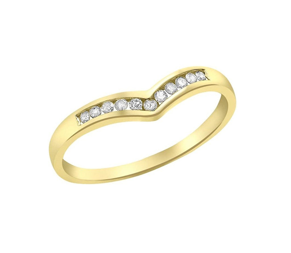 9ct Yellow Gold 0.10ct Diamond Wishbone Ring - NiaYou Jewellery