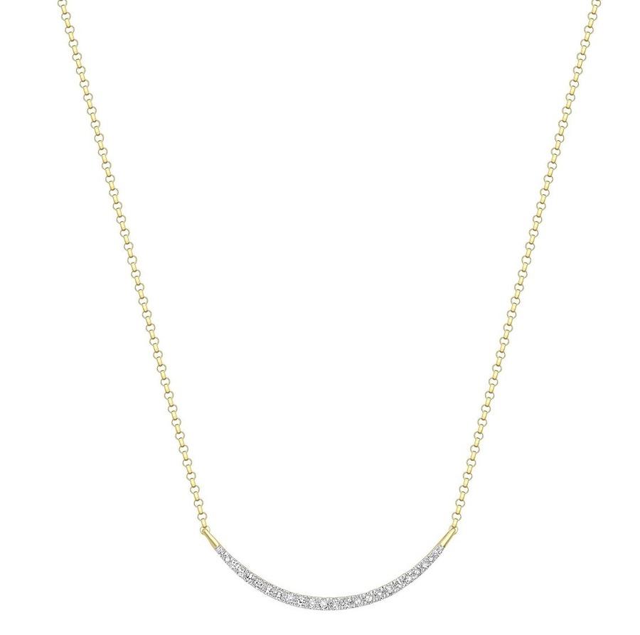 9ct Yellow Gold 0.15 ct Diamond Curved Bar Adjustable Necklace - NiaYou Jewellery