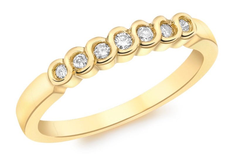 9ct Yellow Gold 0.15ct Diamond Wave Band Ring - NiaYou Jewellery