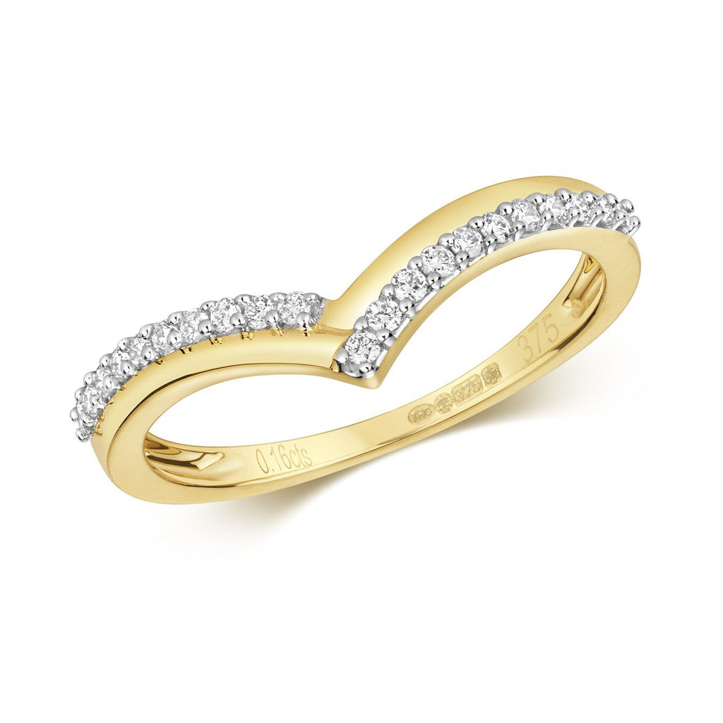 9ct Yellow Gold 0.16ct Diamond Wishbone Ring - NiaYou Jewellery