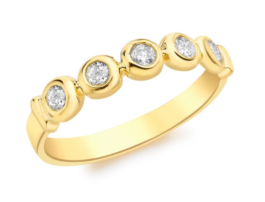 9ct Yellow Gold 0.20ct Diamond Bobble Ring - NiaYou Jewellery