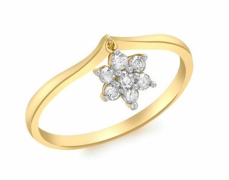 9ct Yellow Gold 0.24ct Diamond Flower Charm Ring - NiaYou Jewellery