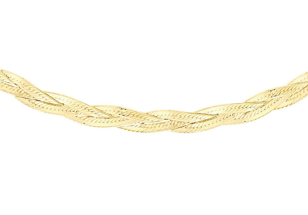 9ct Yellow Gold 3 Plait Herringbone Snake Chain Necklace - NiaYou Jewellery