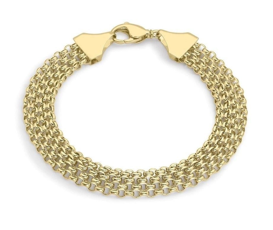 9ct Yellow Gold 36 Garibaldi Chain Ladies Bracelet 19cm - NiaYou Jewellery