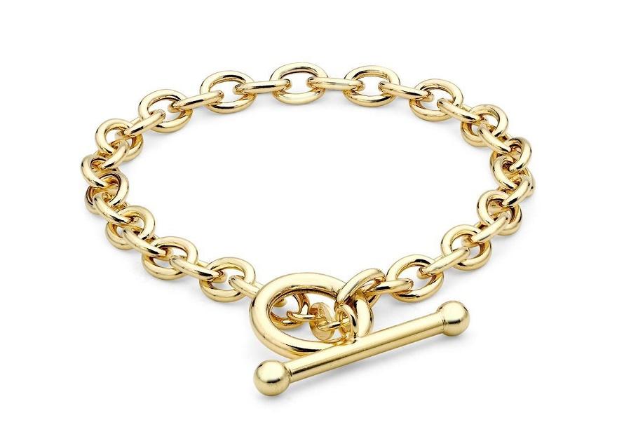 9ct Yellow Gold 6mm Oval Belcher T-bar Bracelet - NiaYou Jewellery